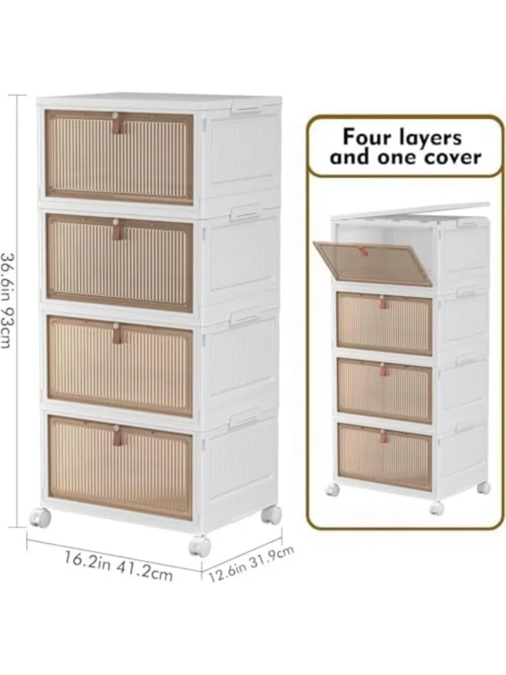 Stackable 4-Tier Plastic Storage Bins with Lids - 32QT Organizing Solution